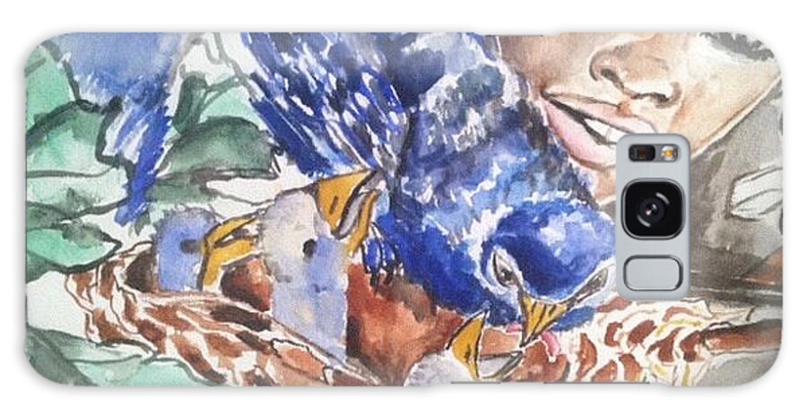  Galaxy Case featuring the painting Blue Birds by Angie ONeal