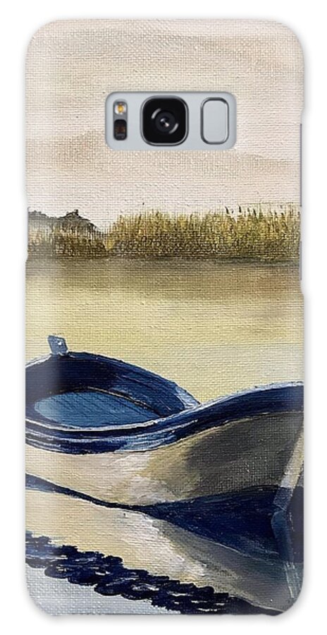 Wooden Boats Galaxy Case featuring the painting Blue boat by Kevin Oneal
