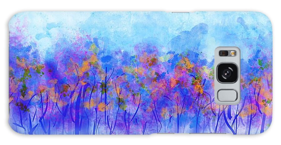 Digital Fall Is A Digital Painting Featuring A Fall Landscape. Galaxy Case featuring the digital art Blue Fall by Laurie Trumpet Williams