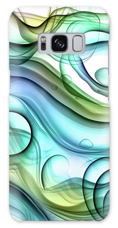 Blue Abstract Galaxy Case featuring the digital art Blue Green Flow by Peggy Collins