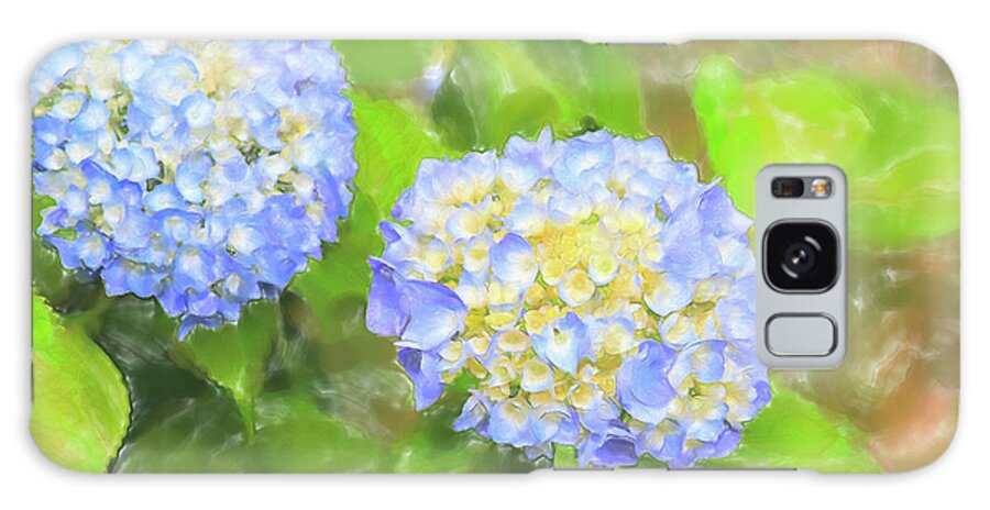 Colors Galaxy Case featuring the digital art Blue Hydrangea Deux Watercolor by Tanya Owens