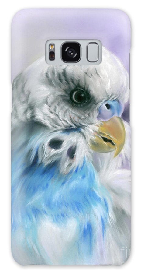 Bird Galaxy Case featuring the painting Blue Parakeet Bird Portrait by MM Anderson