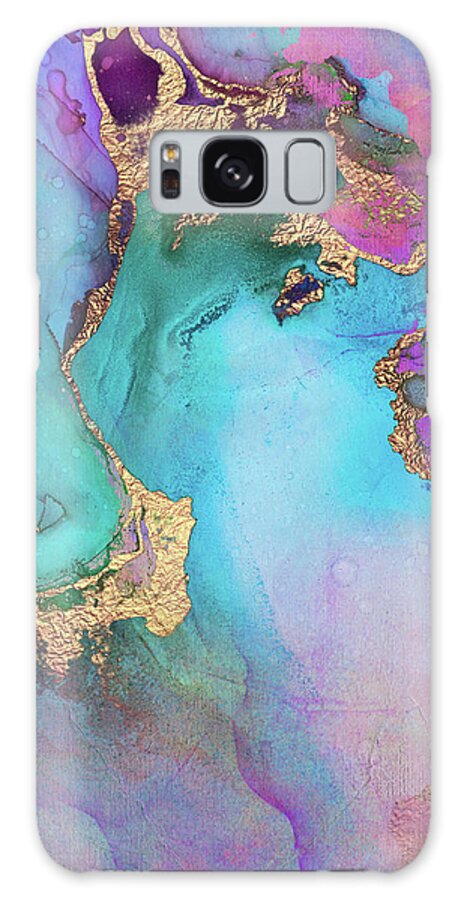 Abstract Art Galaxy Case featuring the painting Blue, Purple And Gold Abstract Watercolor by Modern Art