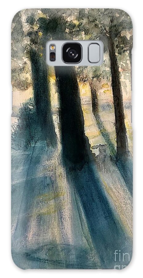 Trees Galaxy Case featuring the painting Blue Shadows by Deb Stroh-Larson