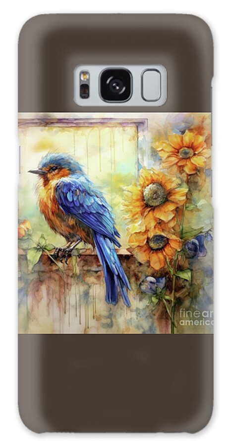 Bluebird Galaxy Case featuring the painting Bluebird In The Window by Tina LeCour