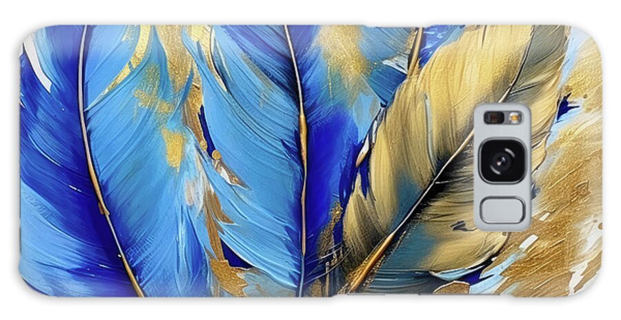 Bluebird Feathers Galaxy Case featuring the painting Bluebird Shimmer by Tina LeCour