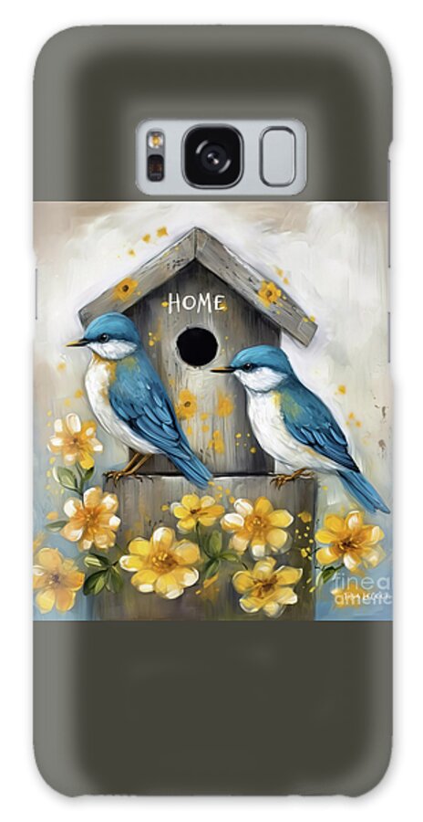 Bluebirds Galaxy Case featuring the painting Bluebirds At Home by Tina LeCour
