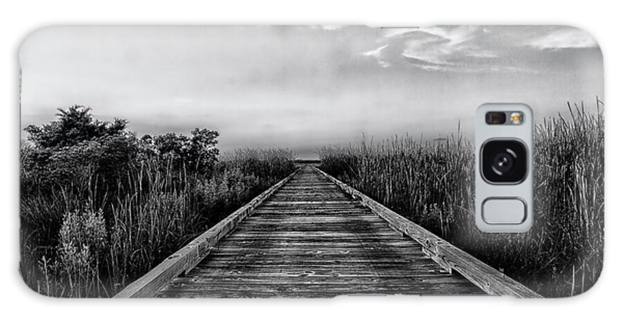 Boardwalk Galaxy Case featuring the photograph Boardwalk to Infinity in Black and White by Bob Decker
