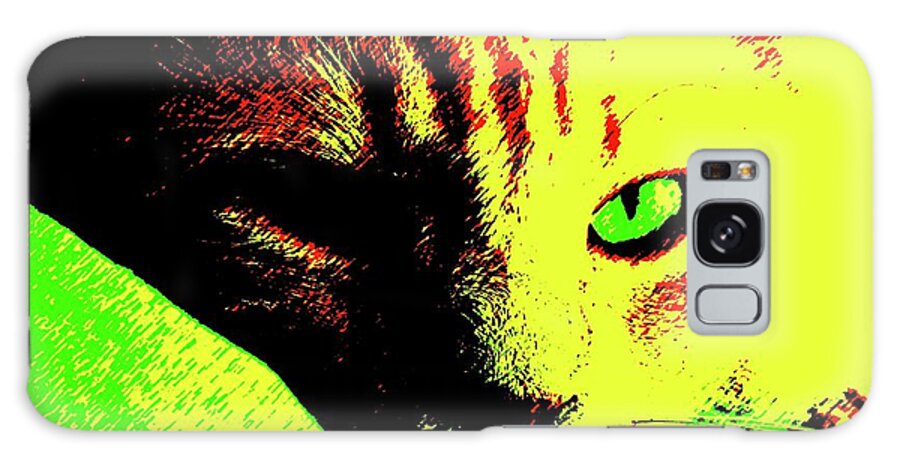 Tabby Galaxy Case featuring the photograph Bold Green-Eyed Cat by Judy Kennedy