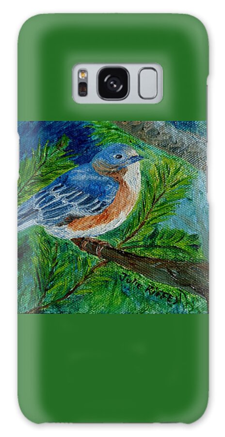 Blue Bird Galaxy Case featuring the painting Bonnie Bluebird by Julie Brugh Riffey