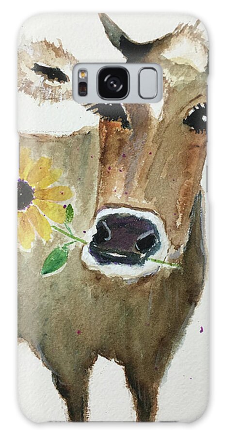 Cow Painting Galaxy Case featuring the painting Bonnie Cow by Roxy Rich