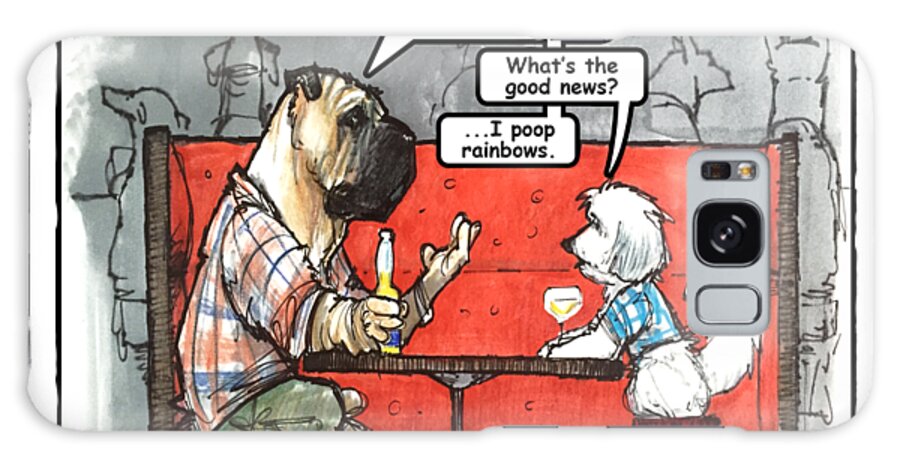 Shar Pei Galaxy Case featuring the drawing BOOZEHOUNDZ Rainbows by John LaFree