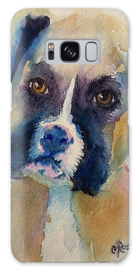 Watercolor Galaxy Case featuring the painting Boxer Puppy by Christine Marie Rose
