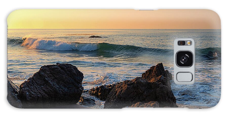Beach Galaxy Case featuring the photograph Breaking Waves at Sunrise by Matthew DeGrushe