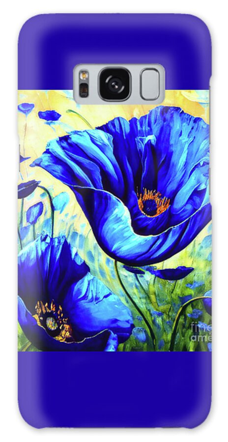 Blue Poppies Galaxy Case featuring the painting Breezy Blue Poppies by Tina LeCour