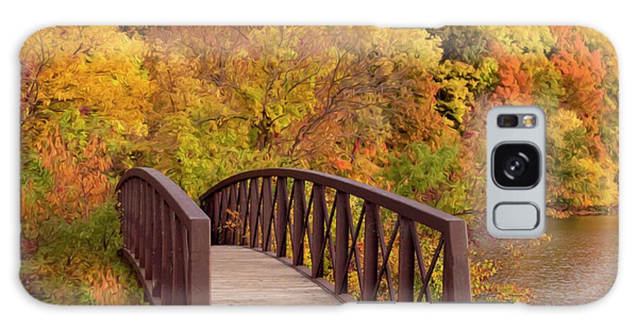 September Galaxy Case featuring the photograph Bridge Into the Forest of Trees Autumn by Sandra J's