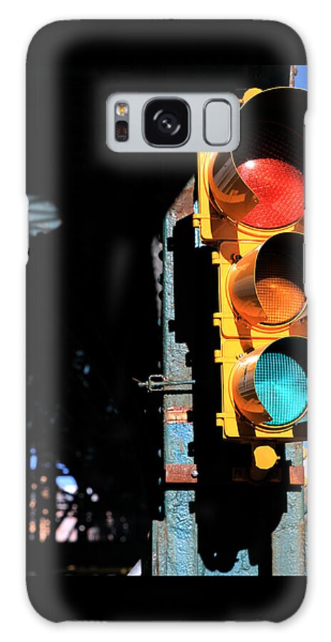 Traffic Signal Galaxy Case featuring the photograph Broadway Traffic Signal under Manhattan Valley 1 Train Viaduct by Steve Ember