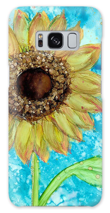 Sunflower Galaxy Case featuring the painting Brushed Sunflower No.1 by Kimberly Deene Langlois