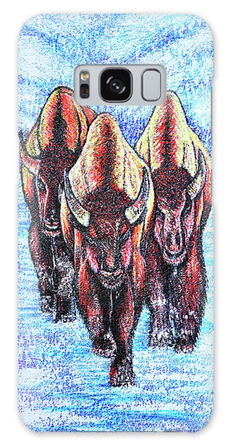 Lanscape Galaxy Case featuring the painting Buffalos by Viktor Lazarev