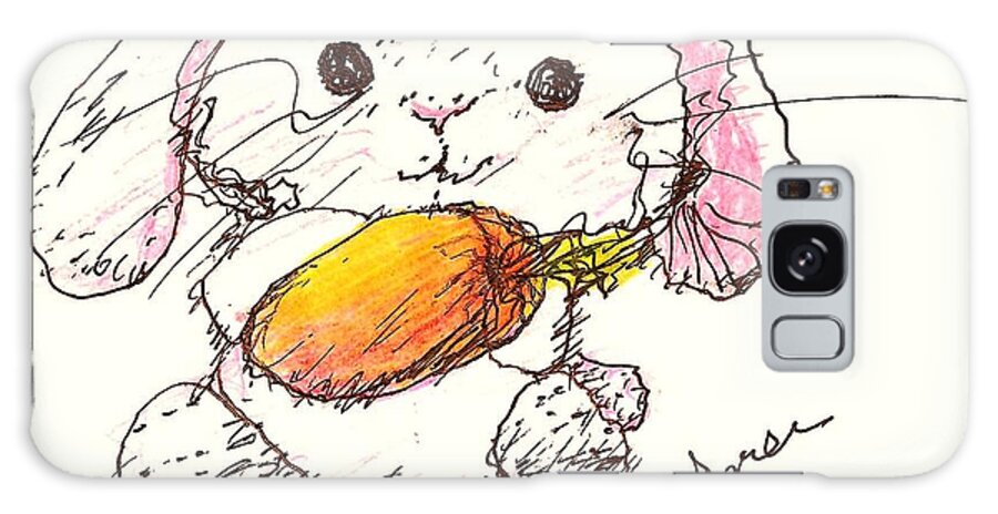 Bunny Galaxy Case featuring the mixed media Bunny With Carrot by Denise F Fulmer