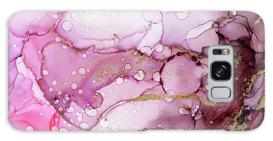 Ink Galaxy Case featuring the painting Burgundy Crimson Bubbles Part 2 by Olga Shvartsur