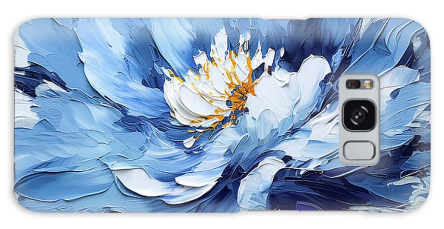 Peony Flowers Galaxy Case featuring the painting Bursting Blue Peony by Tina LeCour