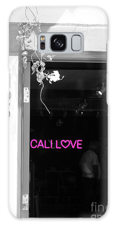 Cali Love Galaxy Case featuring the photograph Cali Love Neon Sign in Darkened Bar Hot Pink Selective Coloring by Colleen Cornelius