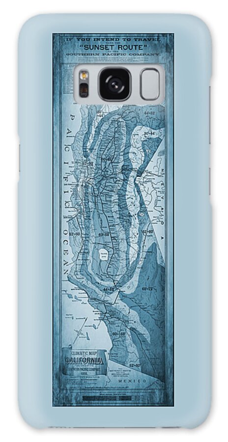 California Map Galaxy Case featuring the photograph California Vintage Climatic Map 1888 Ocean Blue by Carol Japp