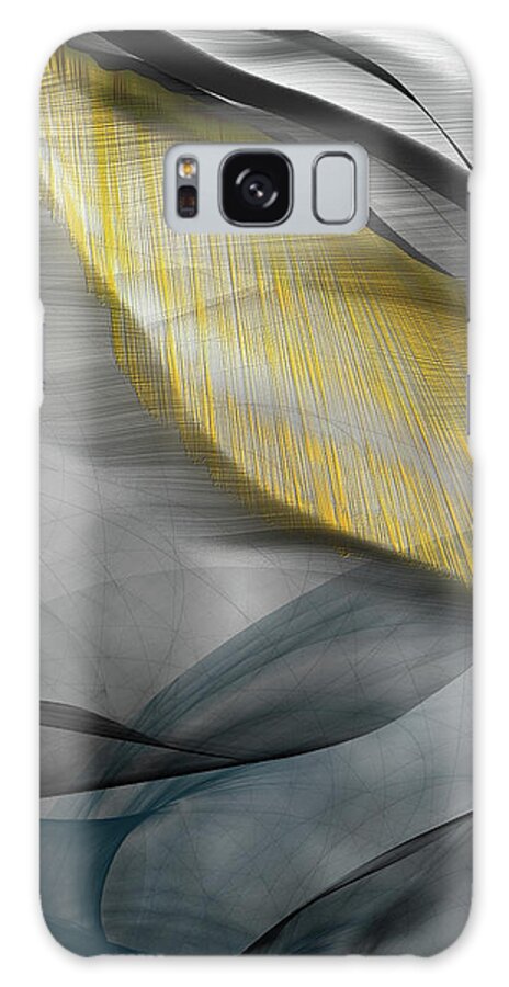 Turquoise Art Galaxy Case featuring the painting Calming Rays - Turquoise And Black Gray Abstract Art by Lourry Legarde