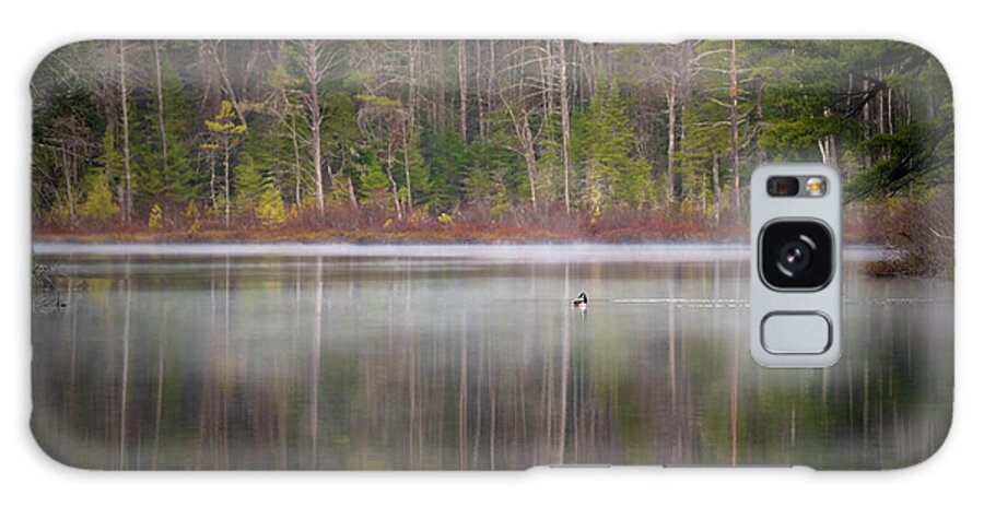 Nature Galaxy Case featuring the photograph Canada Goose on a Misty Swift River Morning by William Dickman