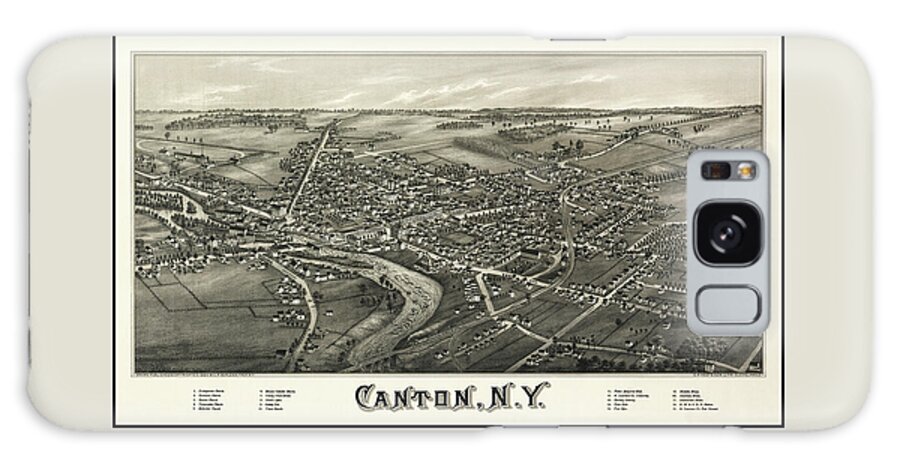 New York Map Galaxy Case featuring the photograph Canton New York Vintage Map Birds Eye View 1885 by Carol Japp