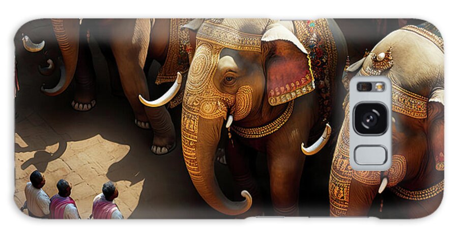 Generative Galaxy Case featuring the photograph Caparisoned elephants at Hindu temple festiva - #aYearForArt by Steve Estvanik