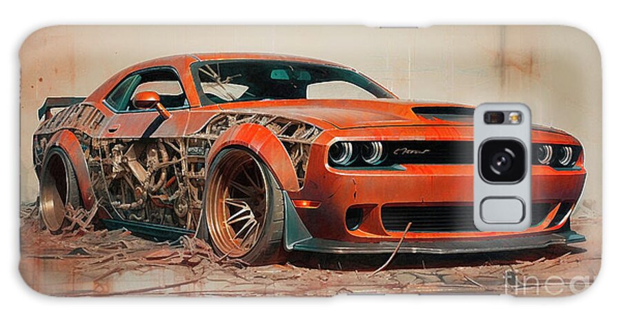 Dodge Galaxy Case featuring the drawing Car 2710 Dodge Challenger SRT Demon by Clark Leffler