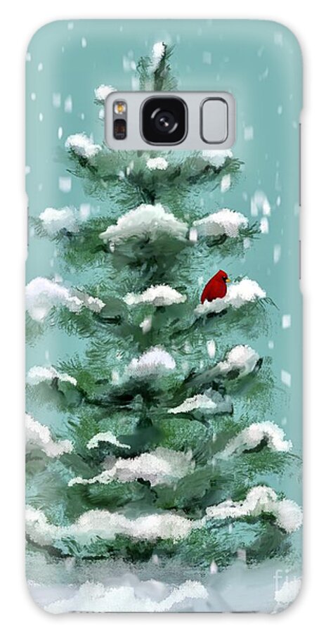 Bird Galaxy Case featuring the digital art Cardinal Christmas by Mafalda Cento