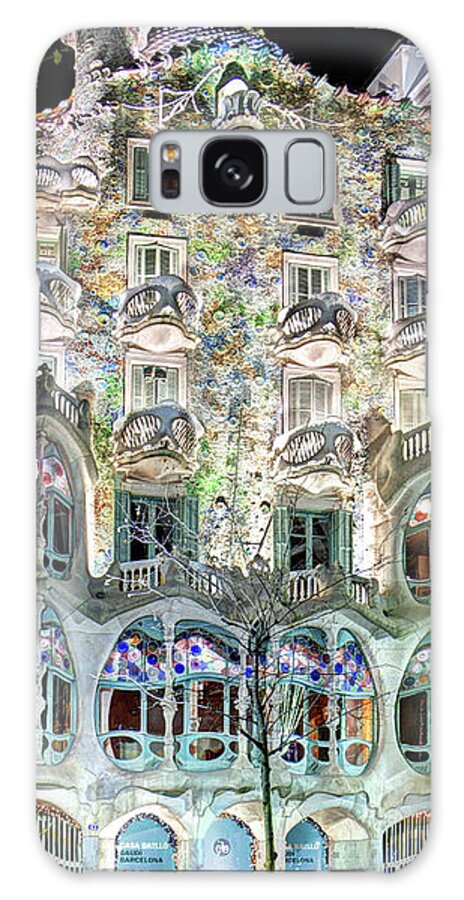 Casa Batllo Galaxy S8 Case featuring the photograph Casa Batllo at night - Gaudi by Weston Westmoreland