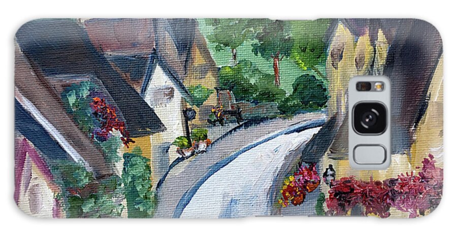 Castle Combe Galaxy Case featuring the painting Castle Combe view from Town Square by Roxy Rich