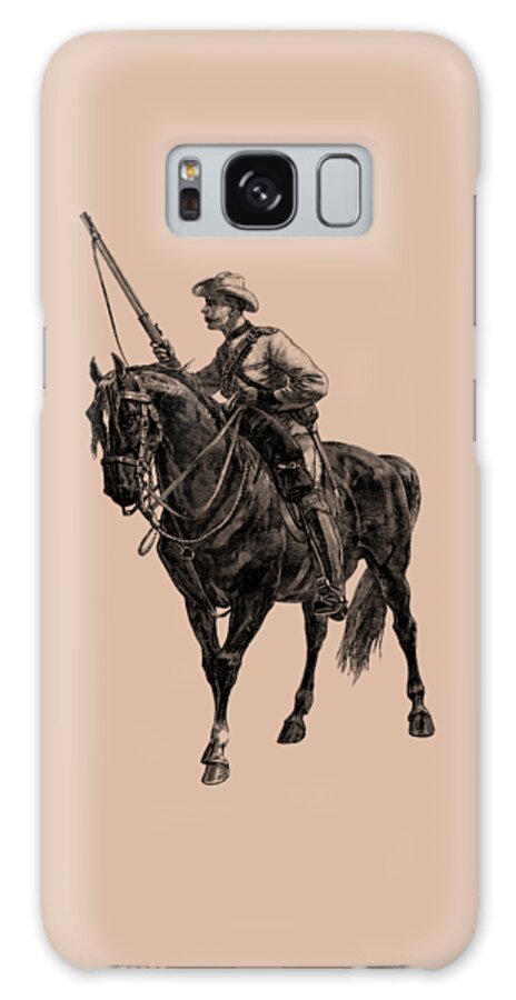 Cavalry Galaxy Case featuring the digital art Cavalryman and horse by Madame Memento