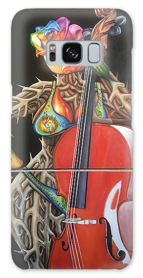Cello Galaxy Case featuring the painting CELLIST Let the Music Play by O Yemi Tubi