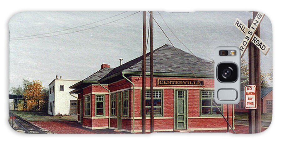 Architectural Landscape Galaxy Case featuring the painting Centerville Iowa Depot by George Lightfoot
