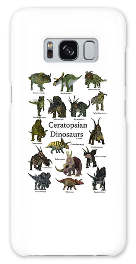 Ceratops Galaxy Case featuring the digital art Ceratopsian Dinosaurs by Corey Ford