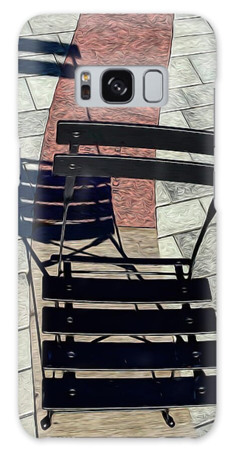 Chair Galaxy Case featuring the photograph Chair And Shadow On Terrace Curve by Gary Slawsky
