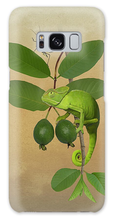 Lizard Galaxy Case featuring the digital art Chameleon and Guava Tree by M Spadecaller