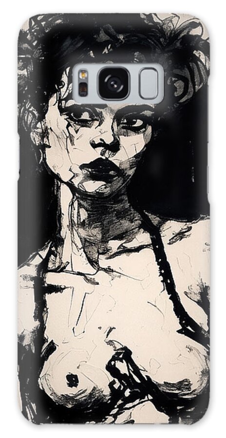 Charcoal Galaxy Case featuring the drawing Charcoal Nude by My Head Cinema