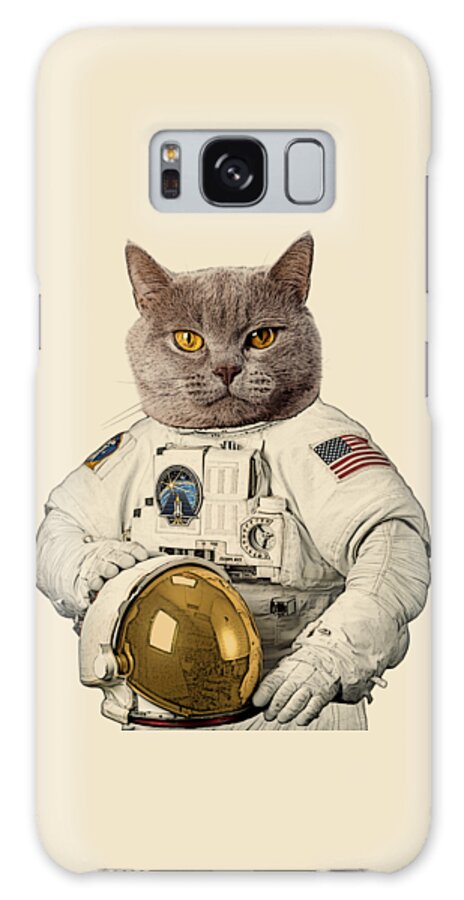 Cat Galaxy Case featuring the digital art Chartreux cat portrait by Madame Memento