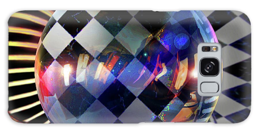 Checkered Abstract Galaxy Case featuring the digital art Checker World by Robin Moline