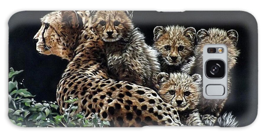 Cheetah Galaxy Case featuring the pastel Cheetah Family by Linda Becker