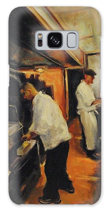 Impressionist Oil Painting Galaxy Case featuring the painting Chefs at work by Ashlee Trcka