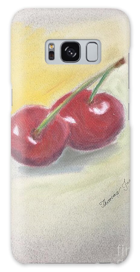 Pastels Galaxy Case featuring the drawing Cherries by Thomas Janos