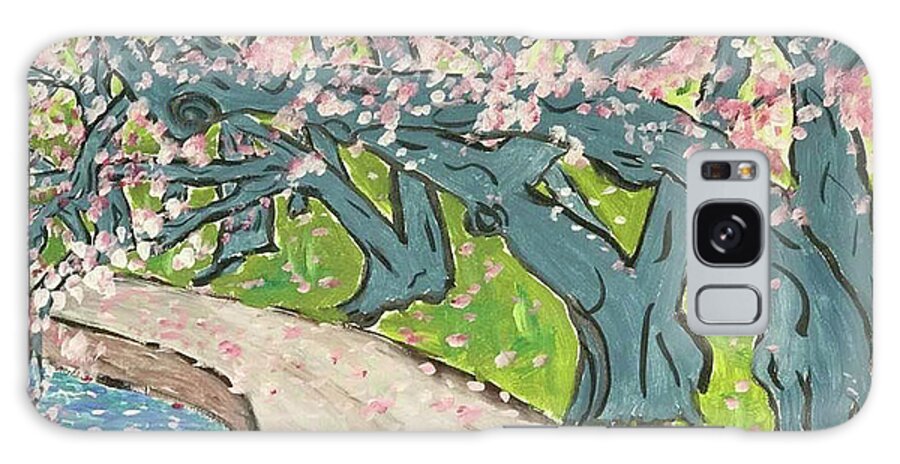 Cherry Blossoms Galaxy Case featuring the painting Cherry Blossoms on the Mall #2 by John Macarthur