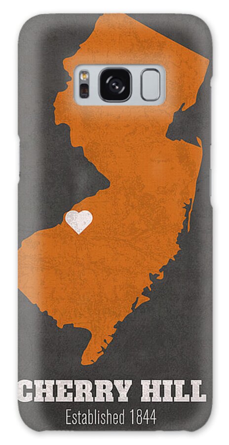 Cherry Hill Galaxy Case featuring the mixed media Cherry Hill New Jersey City Map Founded 1844 Princeton University Color Palette by Design Turnpike